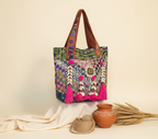 Shell Tassel Bohemia Spark tote bag side view showing depth
