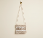 Woven Earth Dune Lattice sling bag front view — Mystic Dhaga