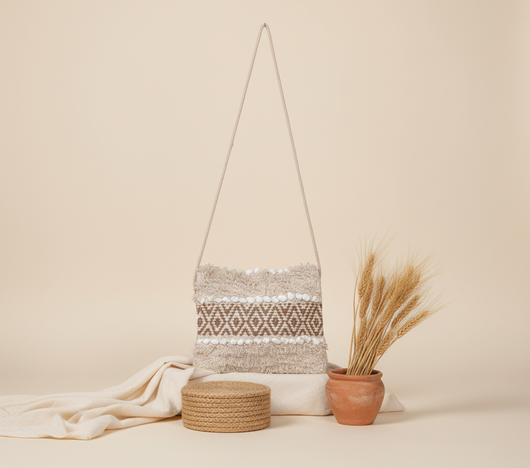 Woven Earth Dune Lattice sling bag back view