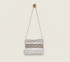Woven Earth Desert Grid sling bag front view — Mystic Dhaga
