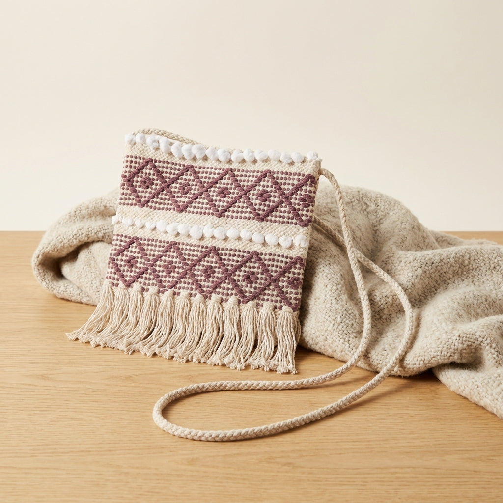 Woven Earth Ember Twill sling bag front view — Mystic Dhaga