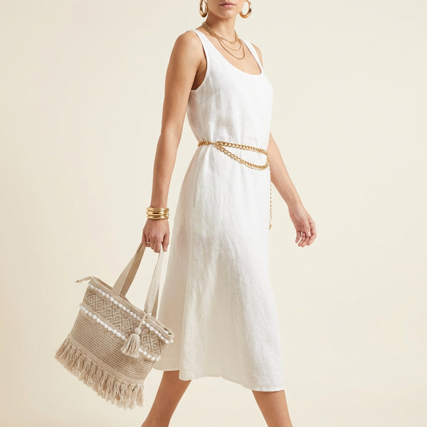Woven Earth Sahara Weave tote bag front view — Mystic Dhaga