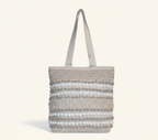 Woven Earth Dune Crosshatch tote bag front view — Mystic Dhaga