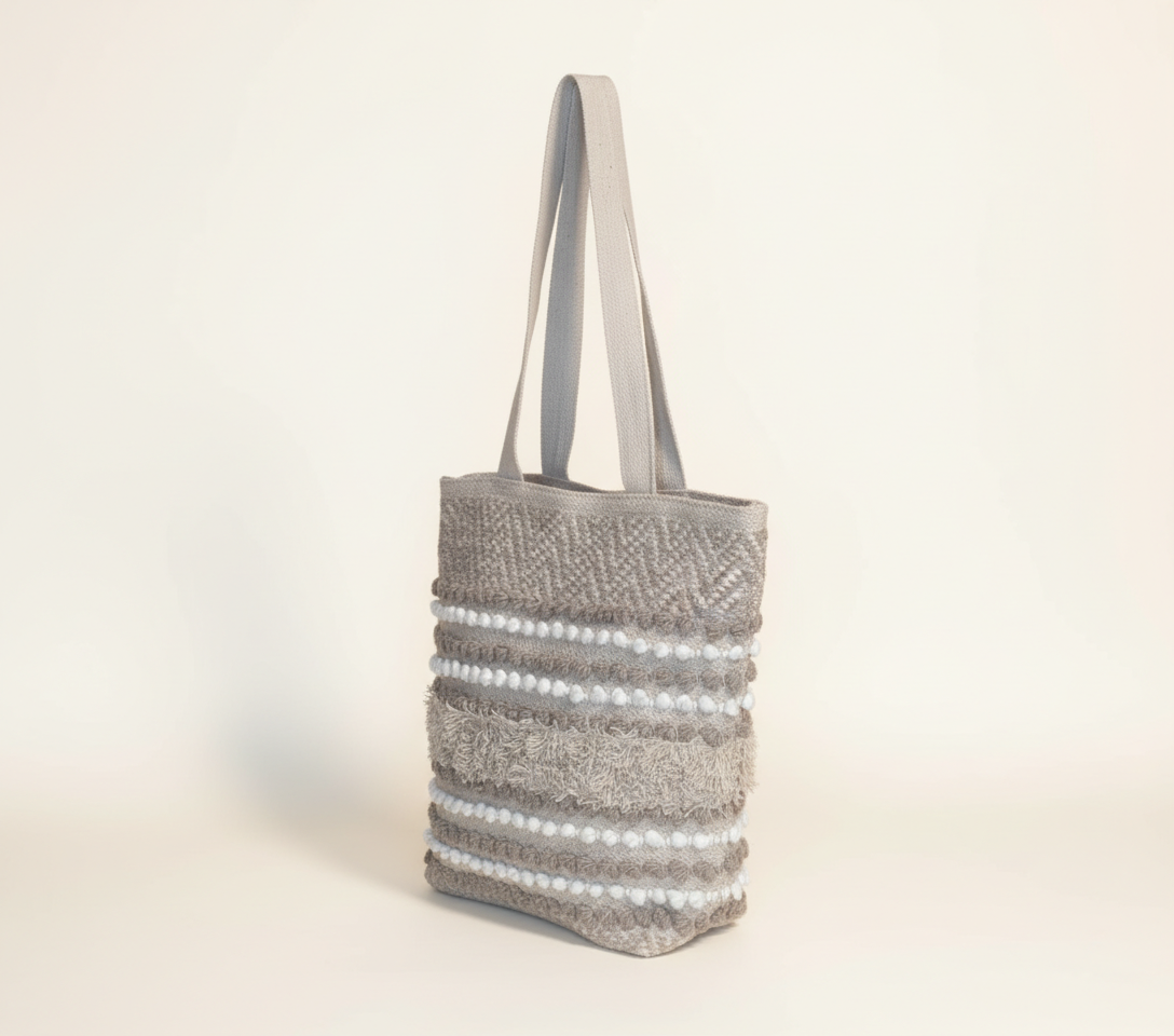 Woven Earth Dune Crosshatch tote bag back view