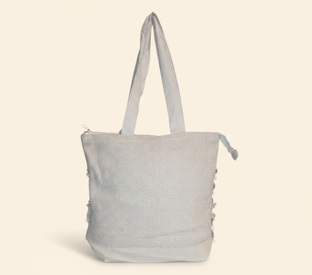 Woven Earth Dune Crosshatch tote bag isometric angle