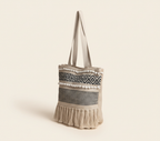 Close-up of Onyx Chevron artisan weave texture on tote bag