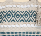 Close-up of Indigo Grid artisan weave texture on tote bag