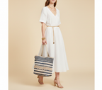 Woven Earth Azure Chevron tote bag back view