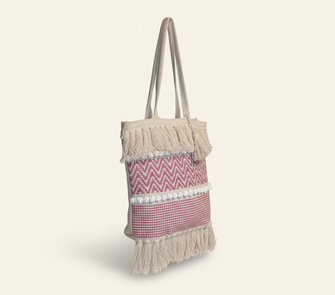 Woven Earth Rose Twill tote bag back view