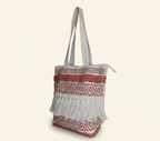 Woven Earth Crimson Weave tote bag isometric angle