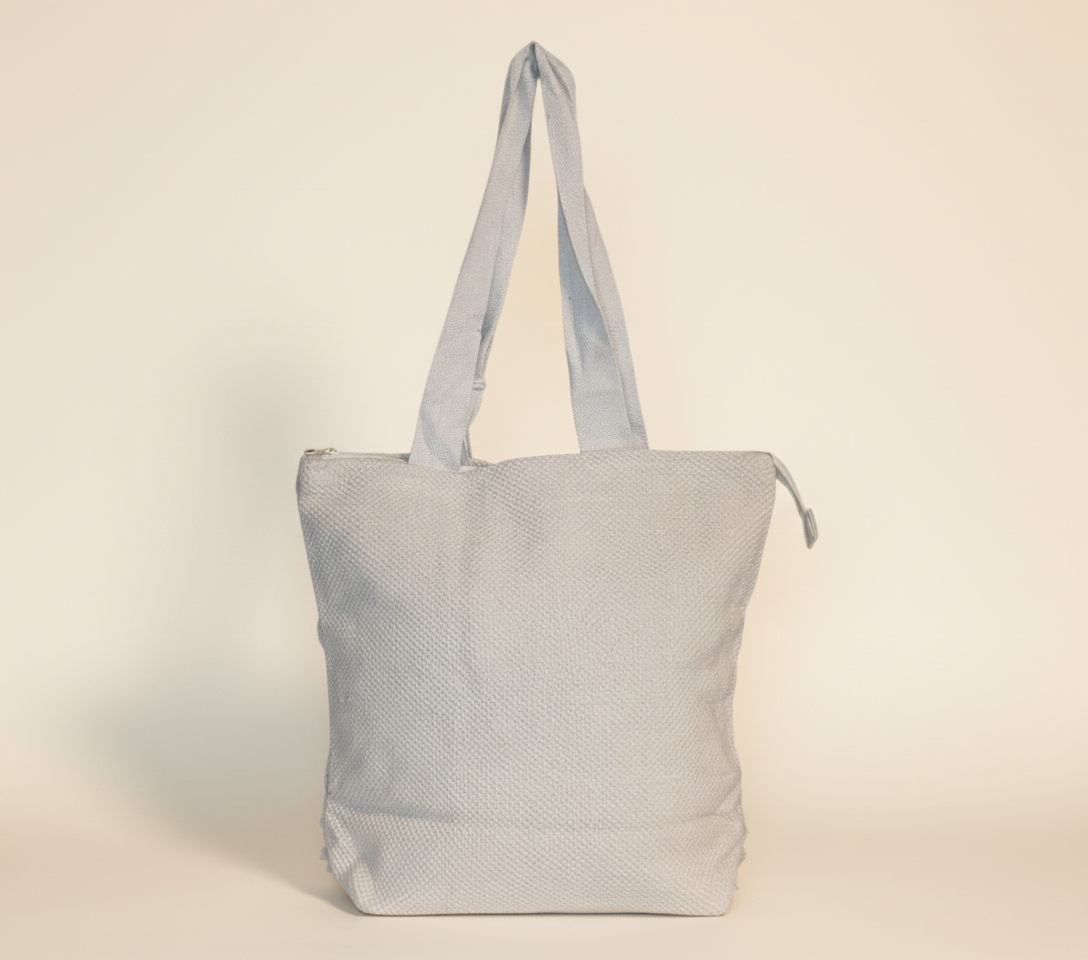 Woven Earth Ochre Lattice tote bag back view