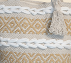 Woven Earth Ochre Lattice tote bag isometric angle